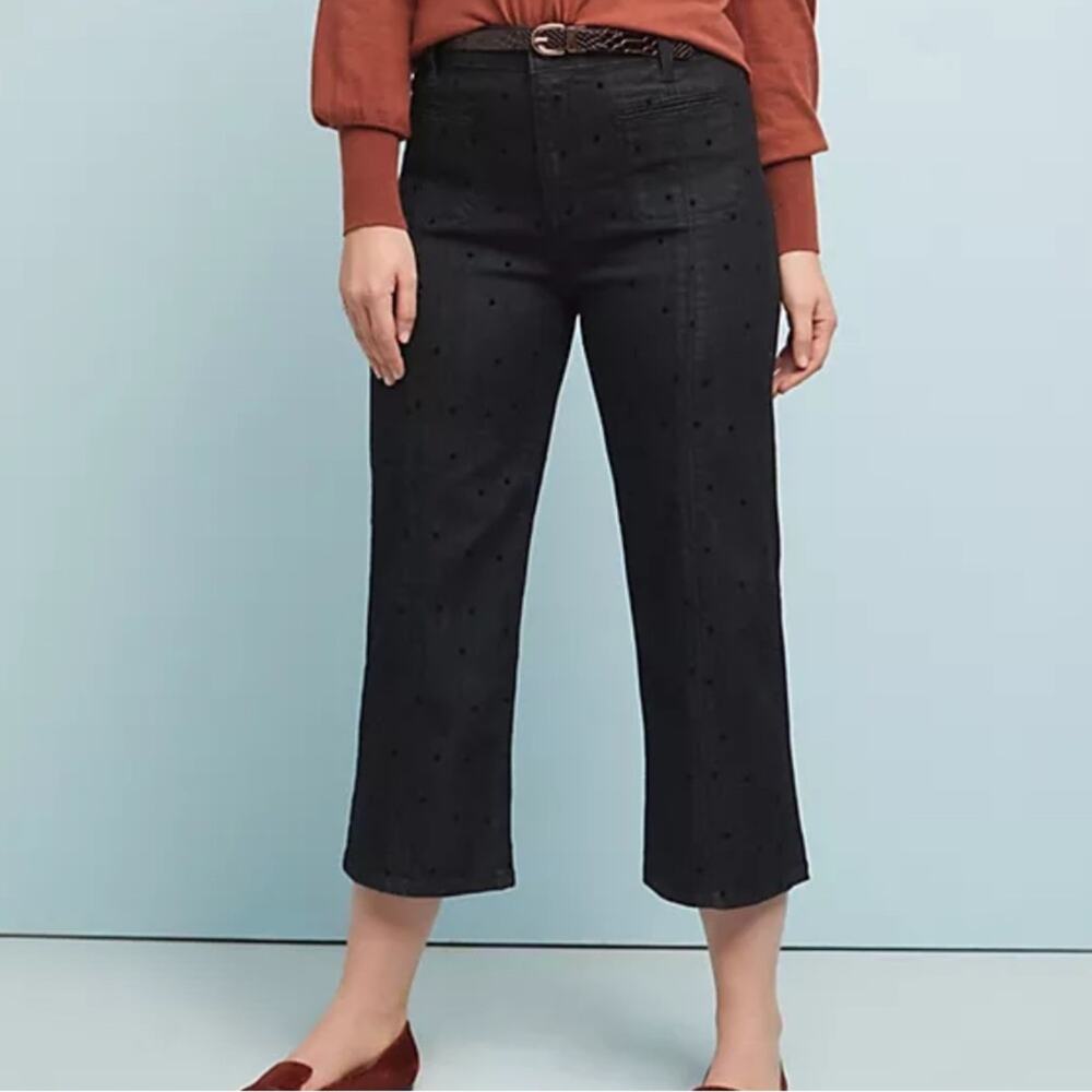 Pilcro and the Letterpress Anthropologie High Rise Cropped Wide Leg Jeans Black
